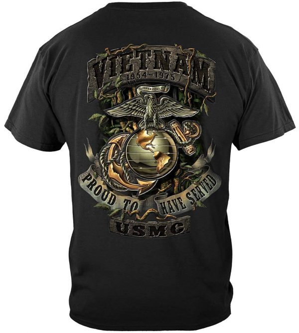 Marine Corps T-Shirt USMC Vietnam Green Jungle Theme T-Shirt
